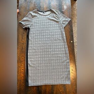 One Clothing Gray Plaid Dress With Black Stripe